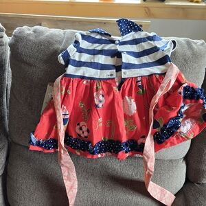 Persnickety Coral and Blue Floral Baby Dress